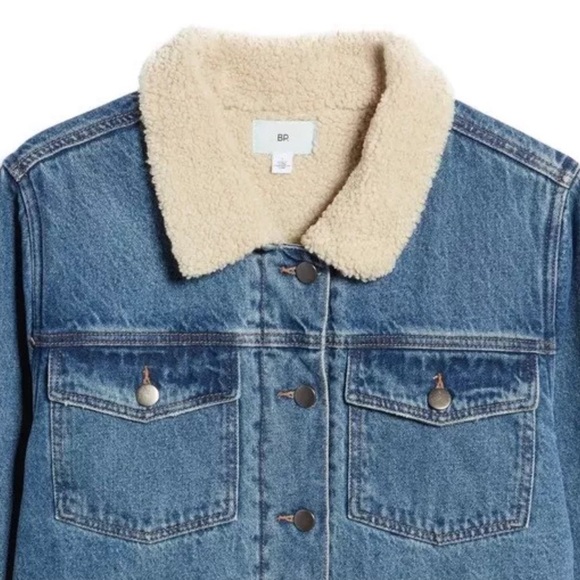 BP Denim Oversize Trucker Jacket Faux Shearling Neck & Lined Inside 🔥 - Picture 1 of 15